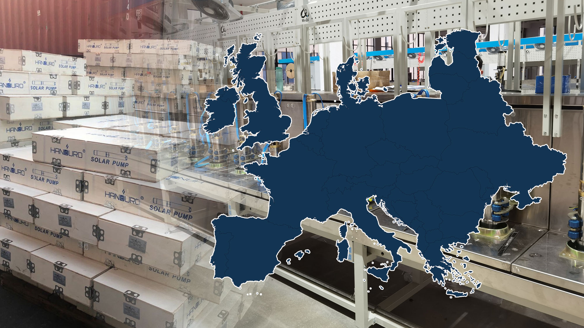 Handuro Europe commercial supply coverage and boxed solar pump products