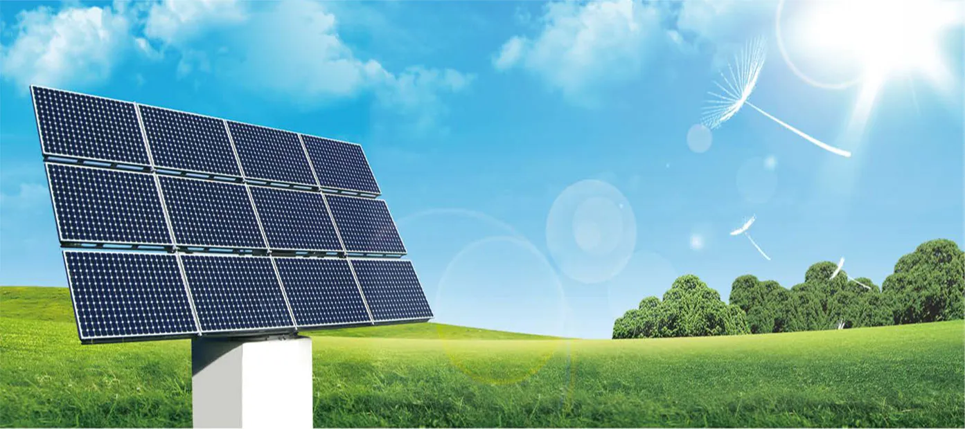 Solar panels powering water pump applications in open field